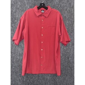 Nike Golf Shirt Mens XLarge Red Dri-FIT Button Down Short Sleeve Swoosh Athletic